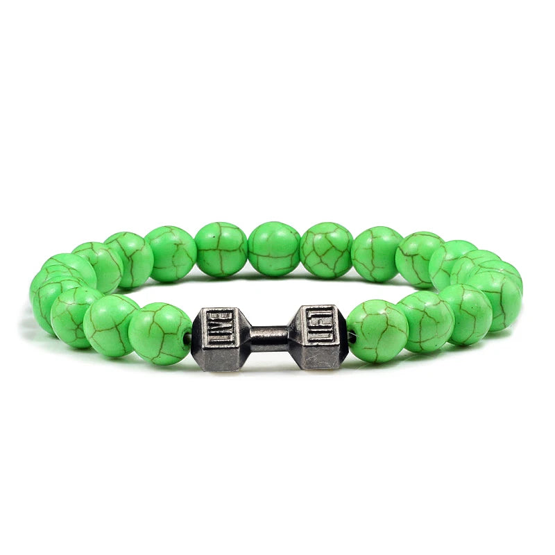 Natural Stone Dumbbell Bead Bracelet for Men & Women