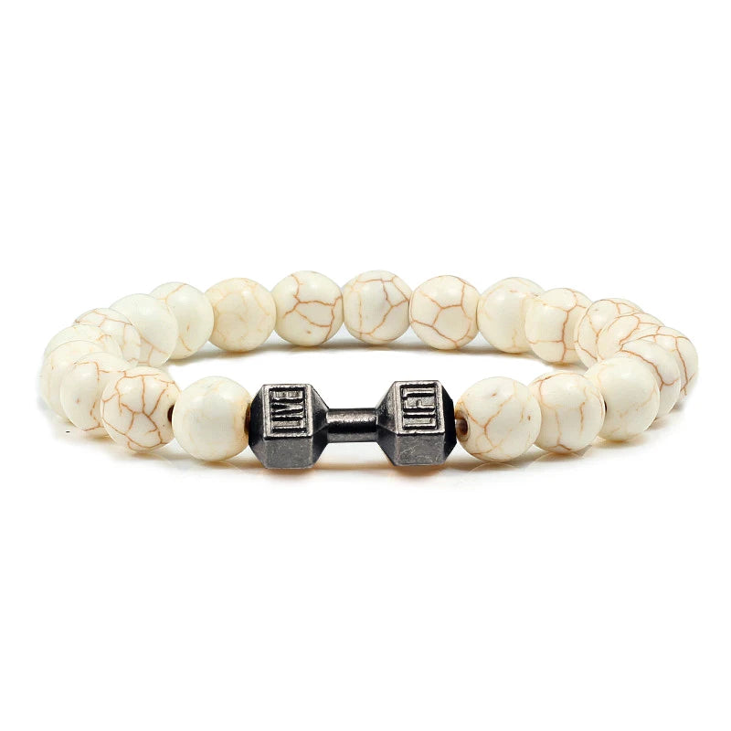 Natural Stone Dumbbell Bead Bracelet for Men & Women