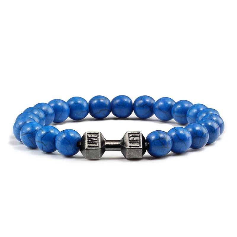 Natural Stone Dumbbell Bead Bracelet for Men & Women