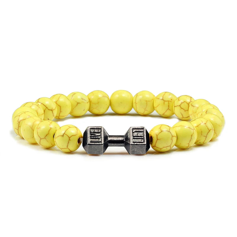 Natural Stone Dumbbell Bead Bracelet for Men & Women