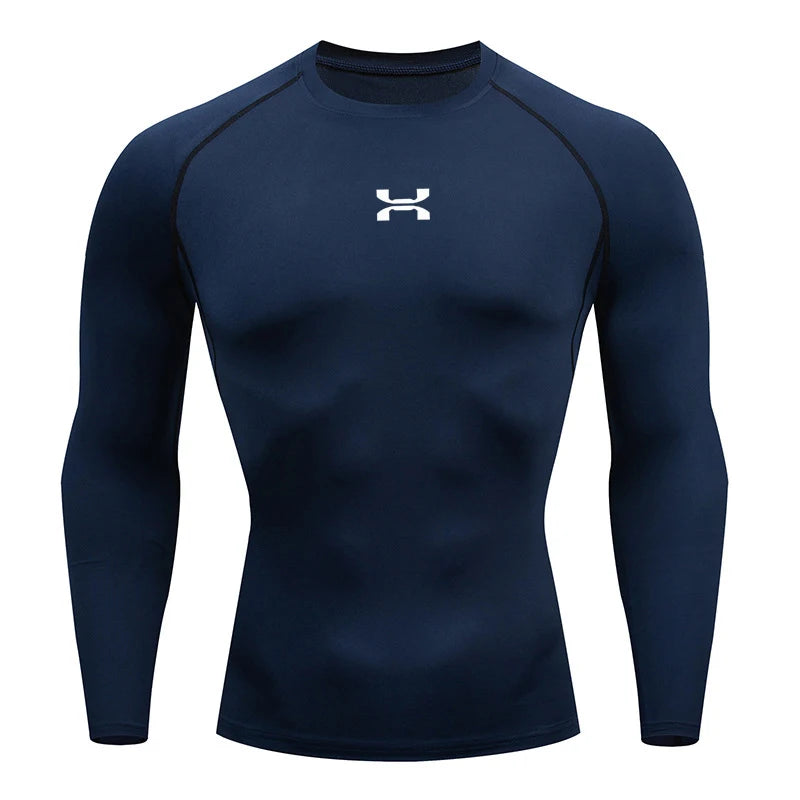 Compression Running T-Shirt with Under Armour Logo Navy Blue