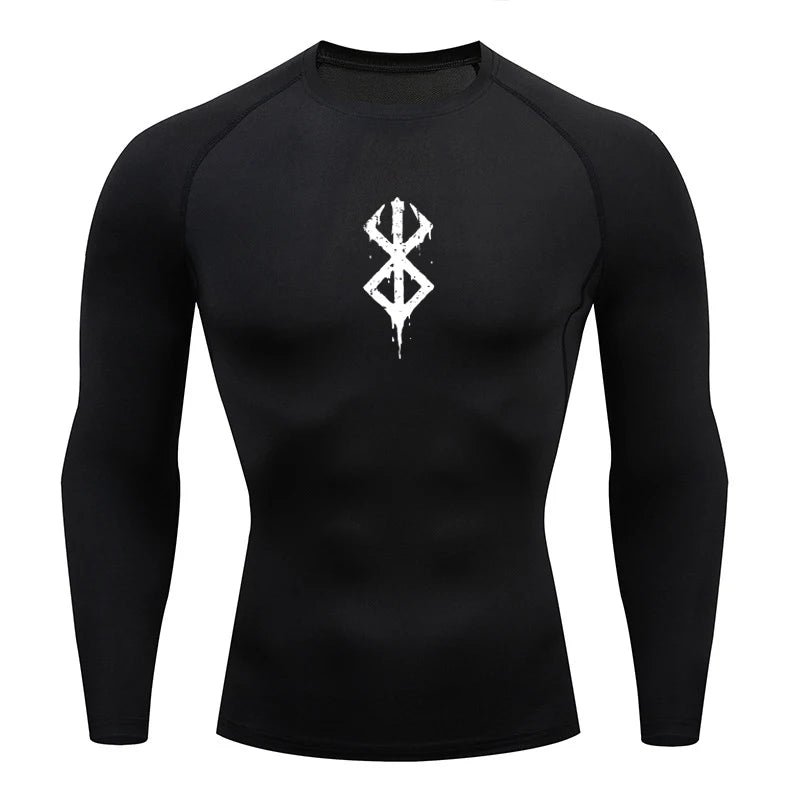 Kompressie hardloop T-hemp met Berserk Logo Swart