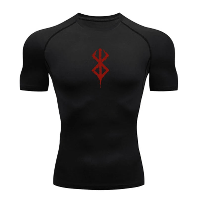 Compression Running T-Shirt with Berserk Logo Black