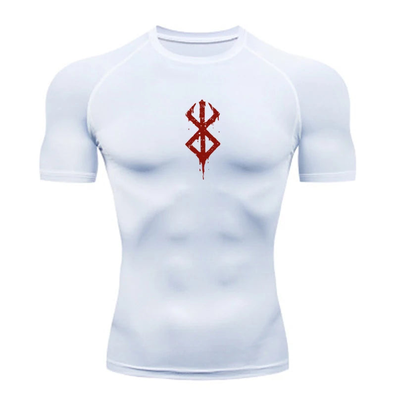 Compression Running T-Shirt with Berserk Logo White