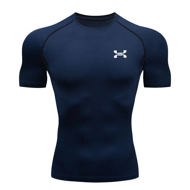 Compression Running T-Shirt with Under Armour Logo Navy Blue