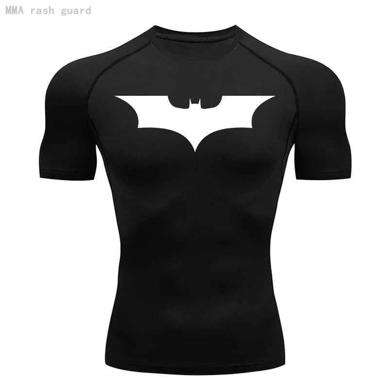 Compression Running T-Shirt with Batman Logo Black