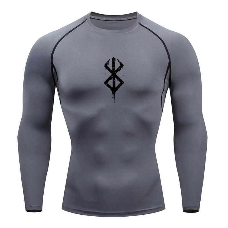 Compression Running T-Shirt with Berserk Logo Gray